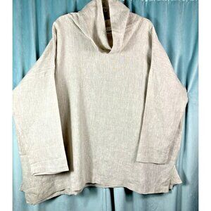 Os If the planet had an address linen cowl neck tunic blouse boxy drape